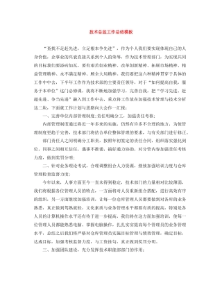 技术总监工作总结模板