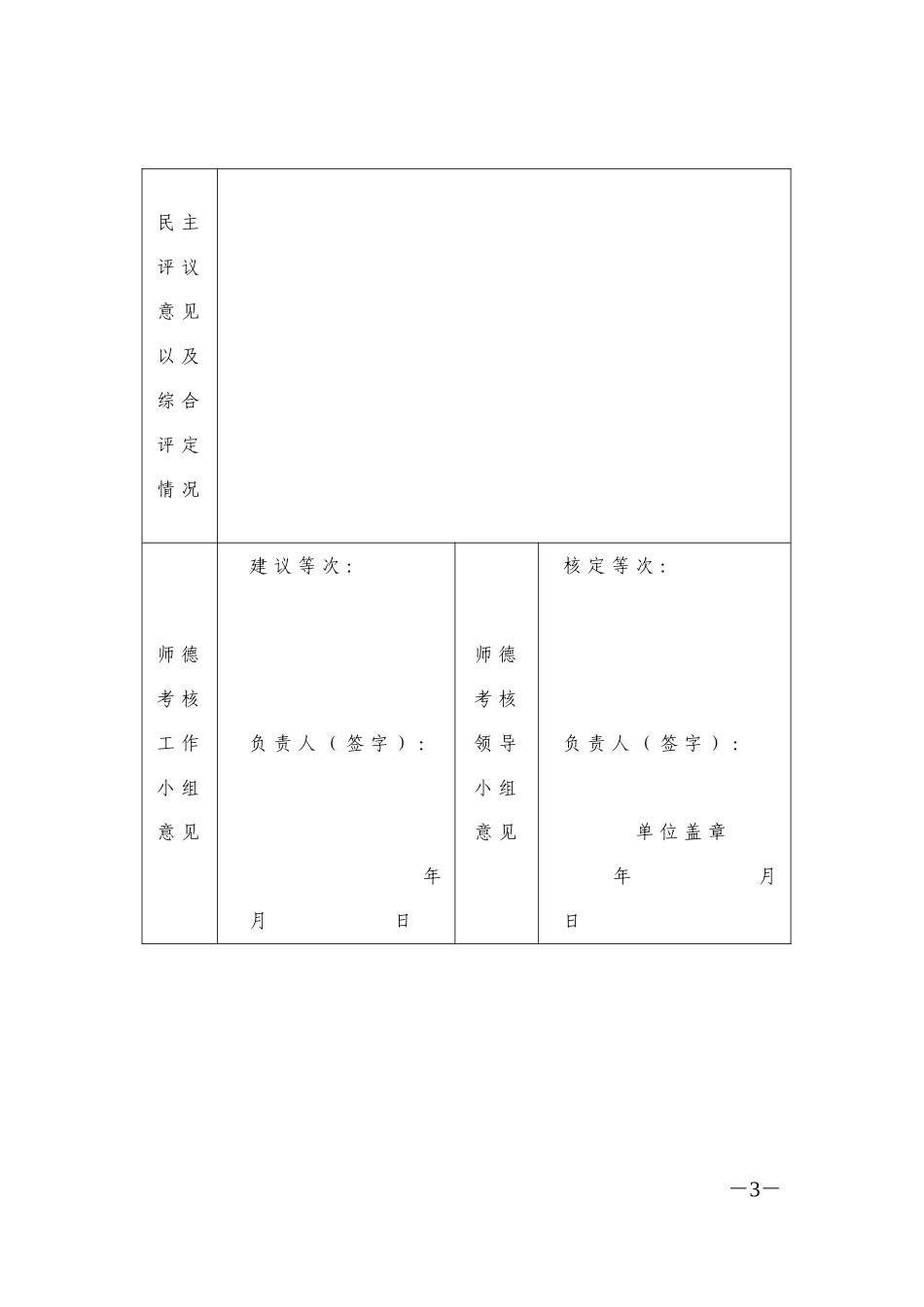 武汉市中小学教师师德考核表（样表）_第3页