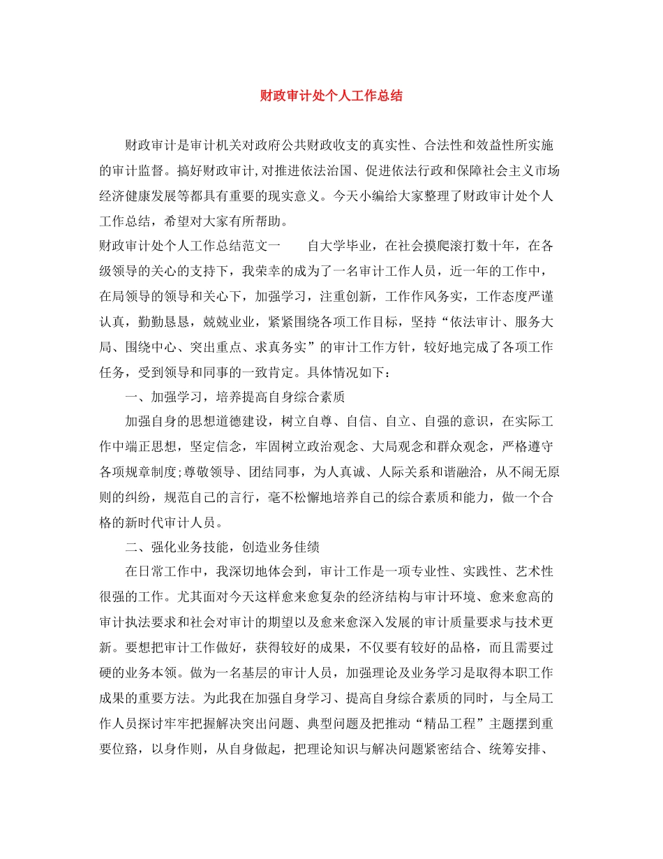 财政审计处个人工作总结_第1页