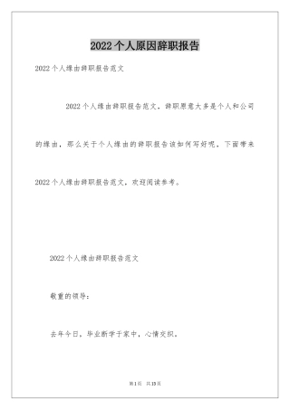 2024个人原因辞职报告_135