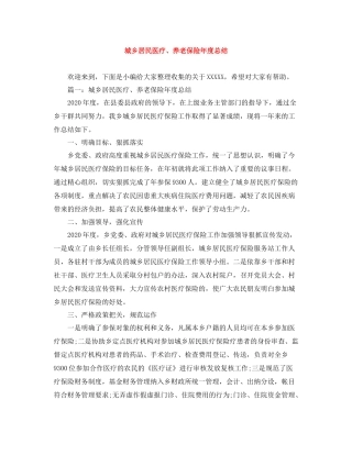 城乡居民医疗养老保险年度总结