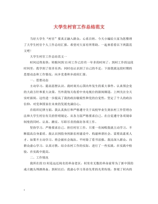 大学生村官工作总结范文2