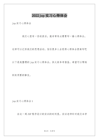 2024jsp实习心得体会
