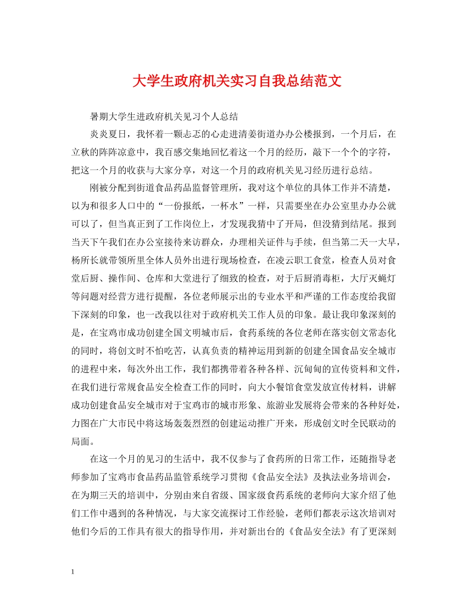 大学生政府机关实习自我总结范文_第1页