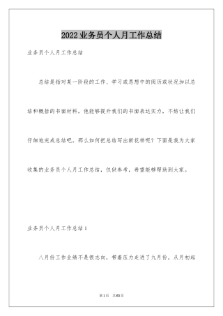 2024业务员个人月工作总结_1