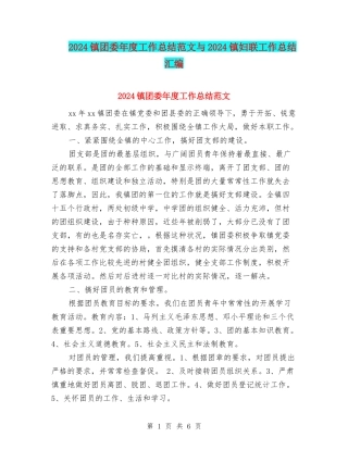 2024镇团委年度工作总结范文与2024镇妇联工作总结汇编