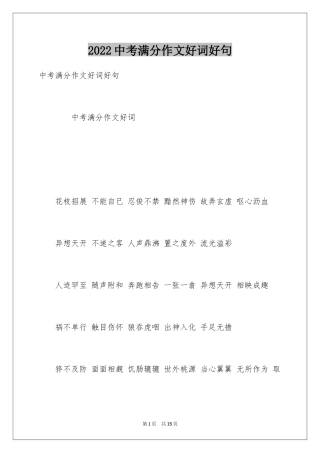 2024中考满分作文好词好句