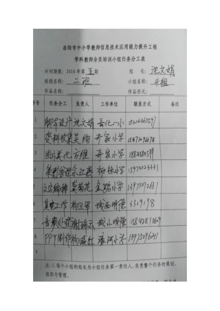 二班四组分工表