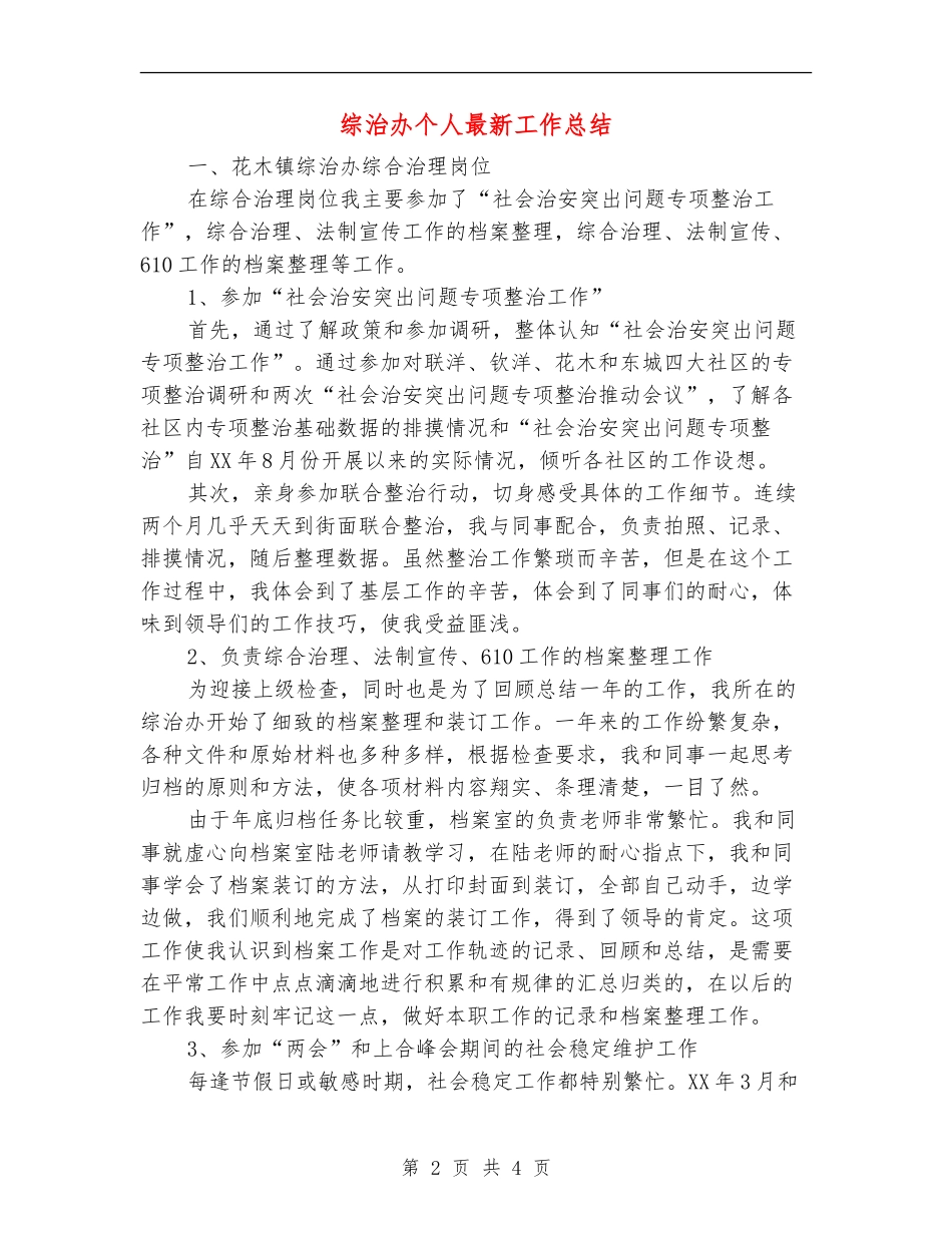 综治办个人最新工作总结_第2页