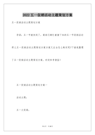 2024五一促销活动主题策划方案