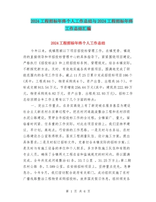 2024工程招标年终个人工作总结与2024工程招标年终工作总结汇编
