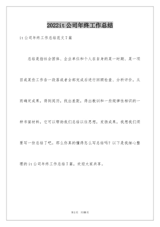 2024it公司年终工作总结