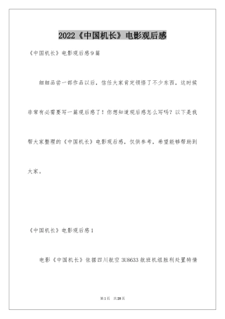 2024《中国机长》电影观后感_1