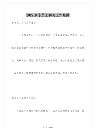 2024京东员工实习工作总结