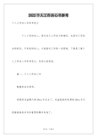 2024个人工作决心书参考