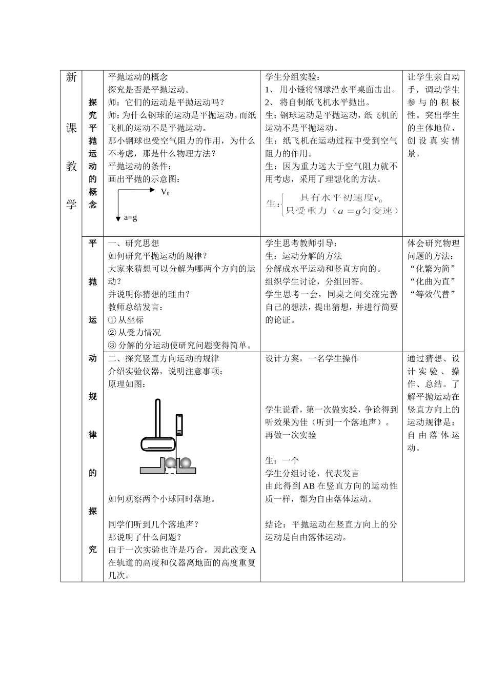 《探究平抛运动的规律》教学设计_第2页