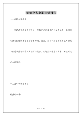 2024个人离职申请报告