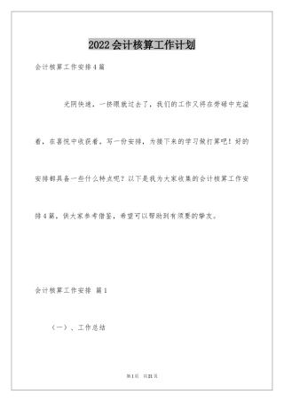 2024会计核算工作计划