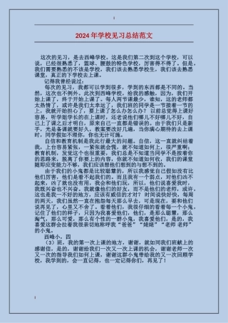 2024年小学见习总结范文
