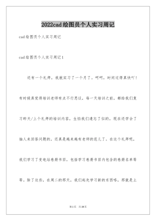 2024cad绘图员个人实习周记