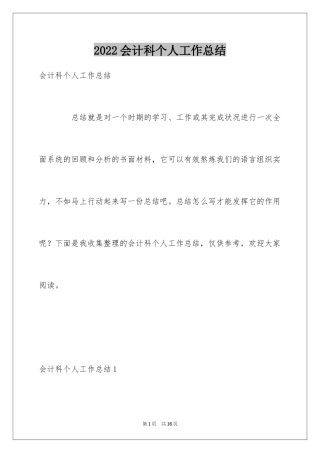 2024会计科个人工作总结