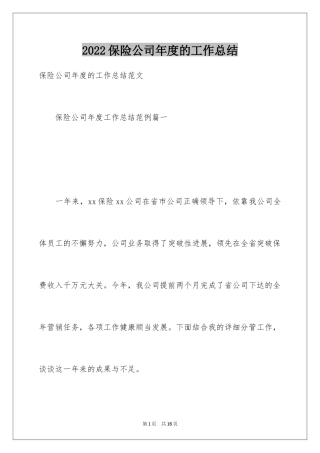2024保险公司年度的工作总结