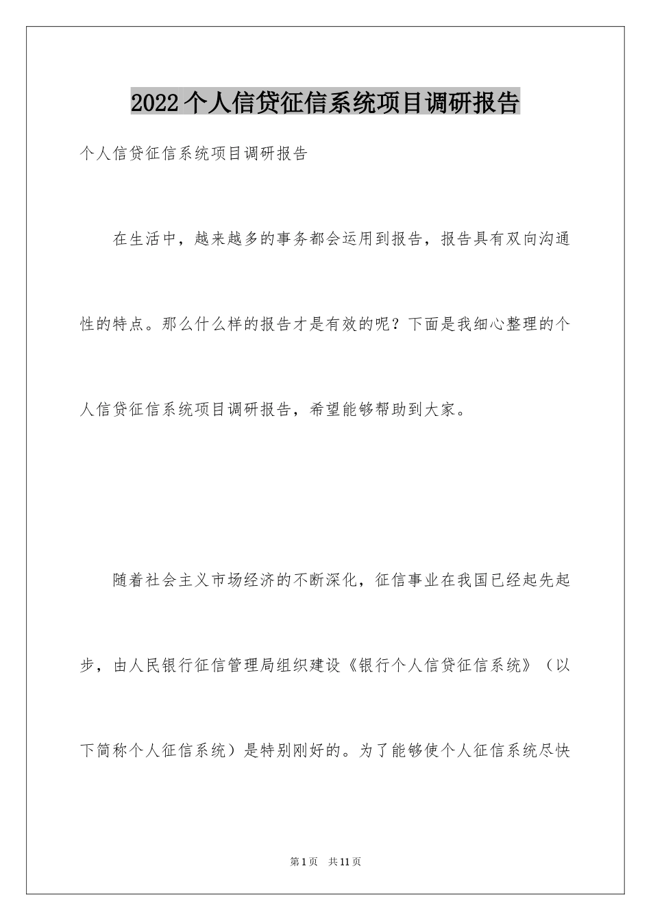 2024个人信贷征信系统项目调研报告_第1页