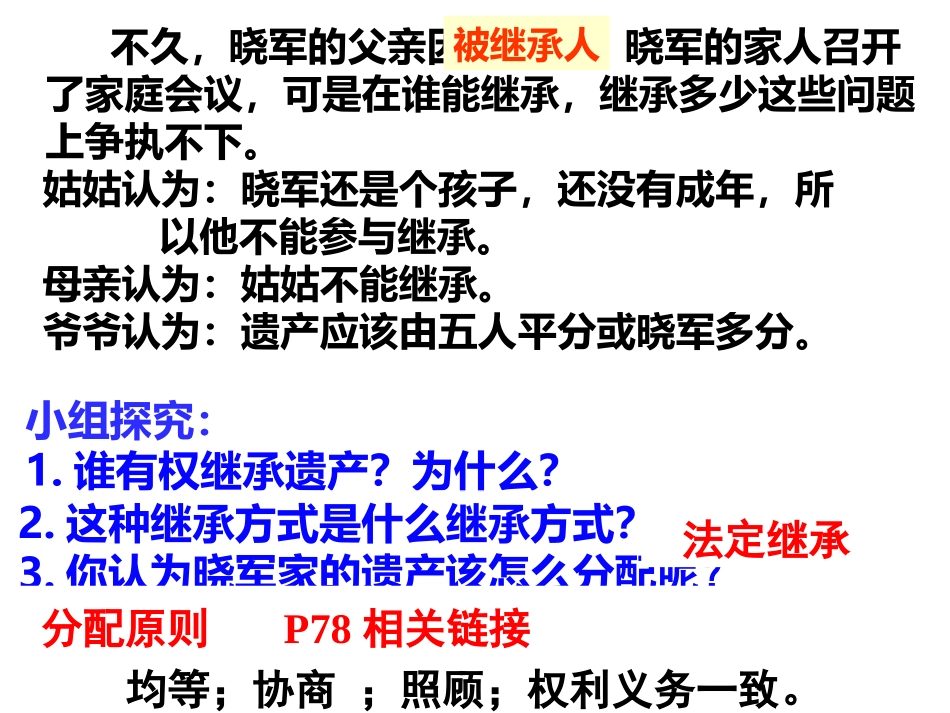 第七课第二框财产留给谁（PPT）_第3页