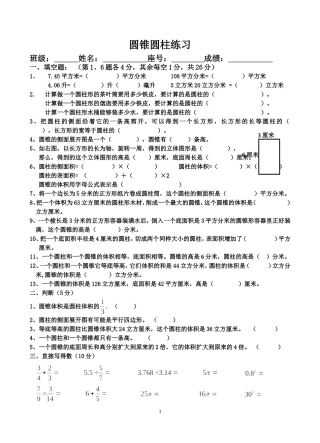 圆锥圆柱练习