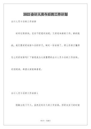 2024会计人员今后的工作计划