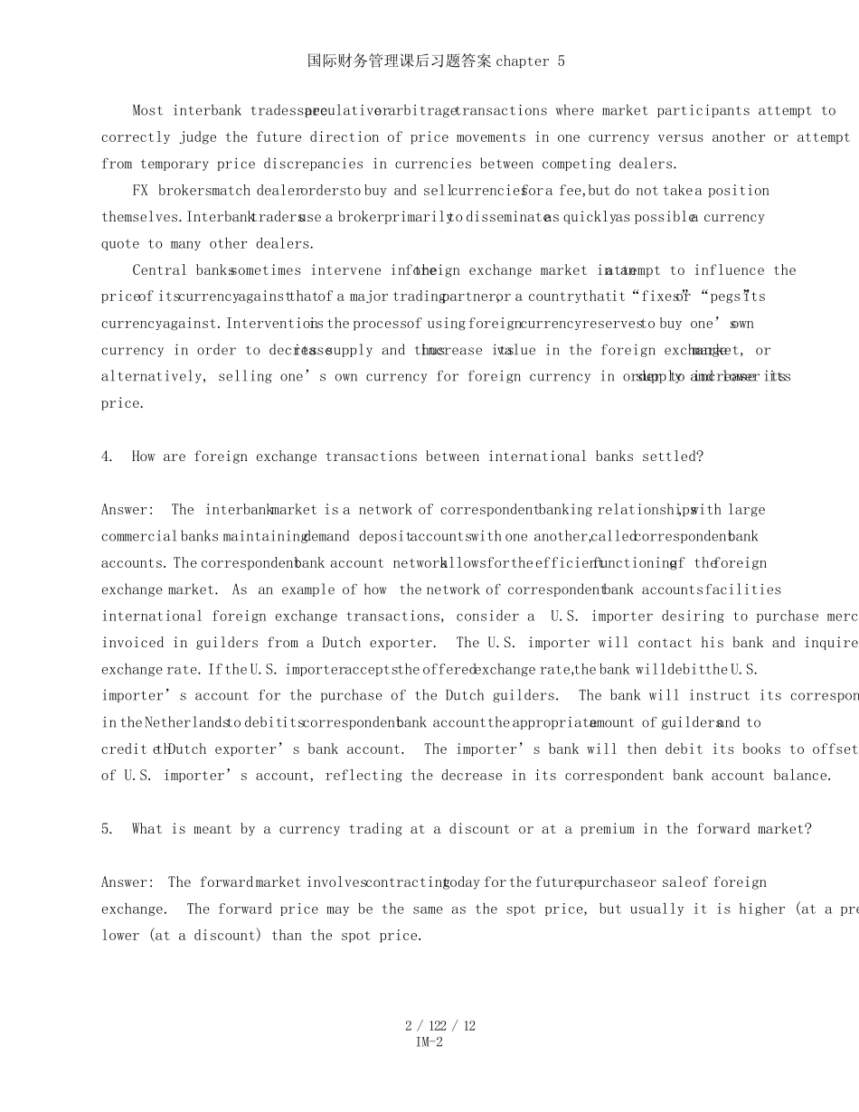国际财务课后习题答案chapter 5_第2页