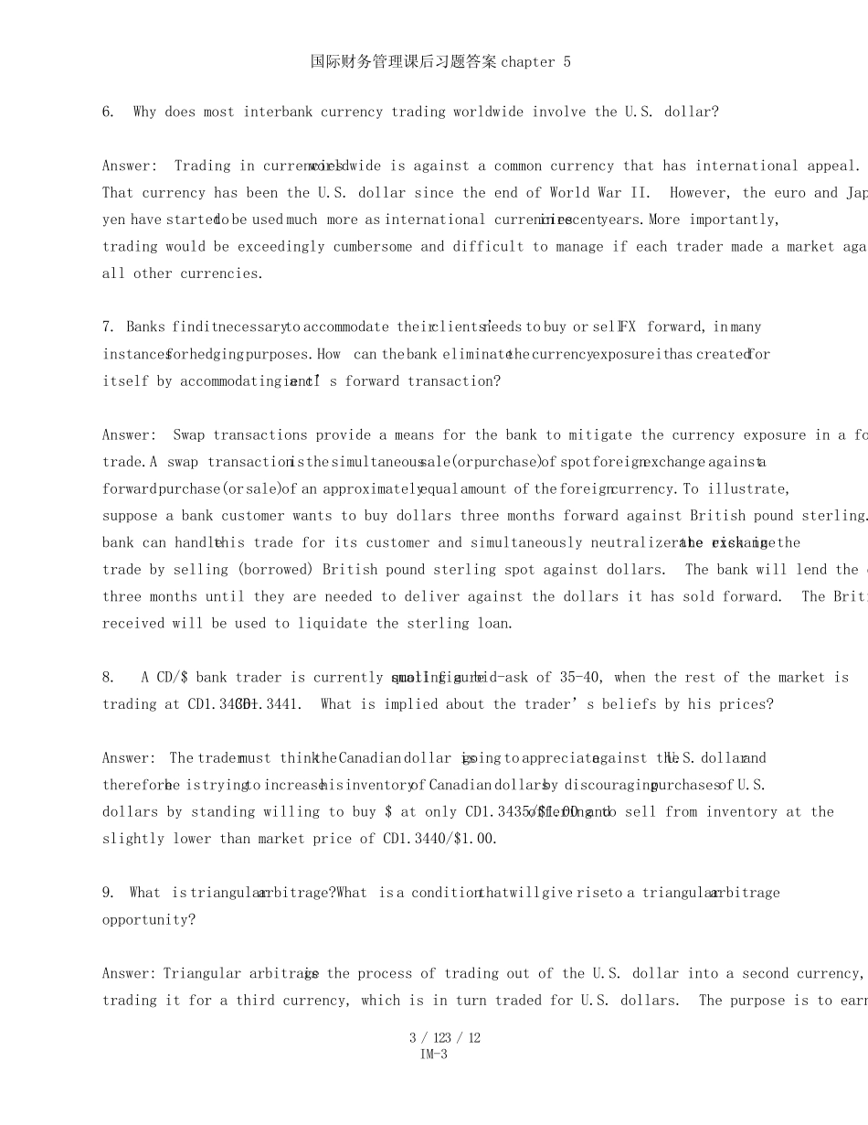 国际财务课后习题答案chapter 5_第3页