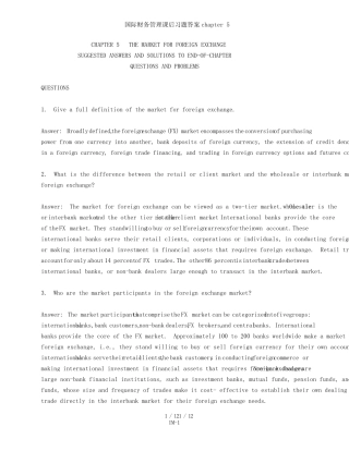 国际财务课后习题答案chapter 5