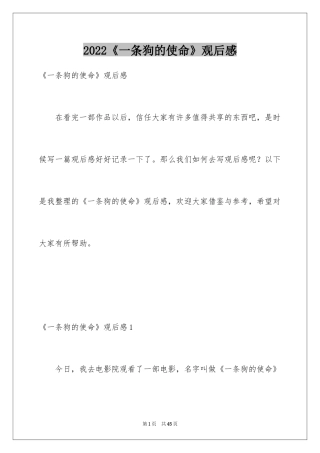 2024《一条狗的使命》观后感_2