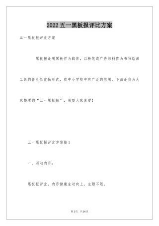 2024五一黑板报评比方案