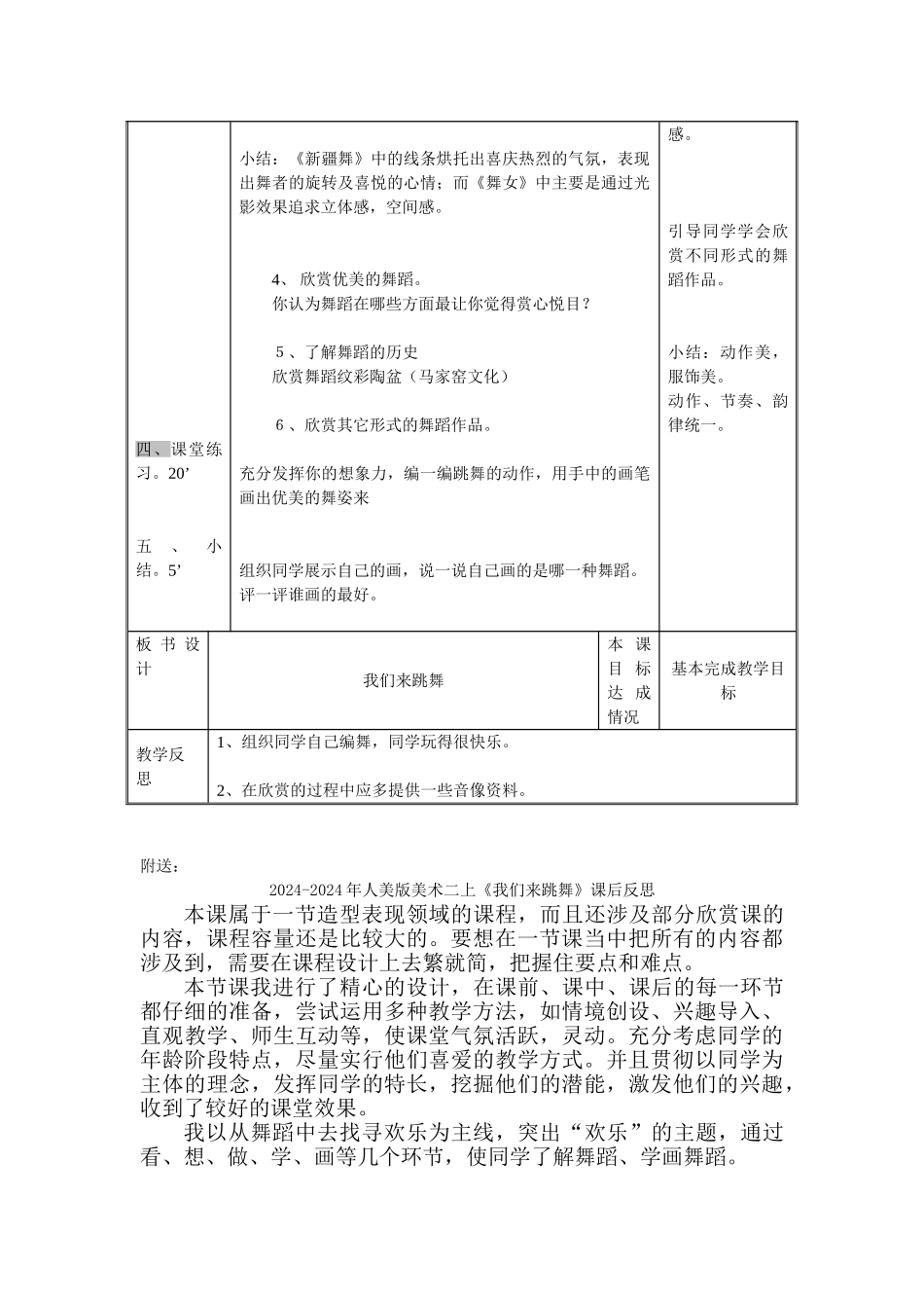 2024-2024年人美版美术二上《我们来跳舞》表格教案_第2页