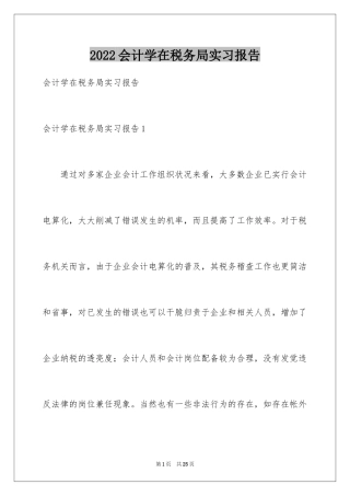 2024会计学在税务局实习报告