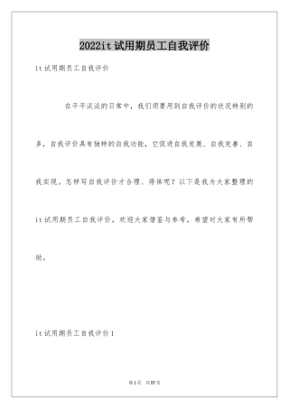 2024it试用期员工自我评价