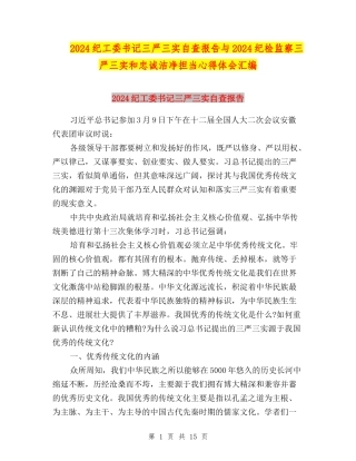 2024纪工委书记三严三实自查报告与2024纪检监察三严三实和忠诚干净担当心得体会汇编
