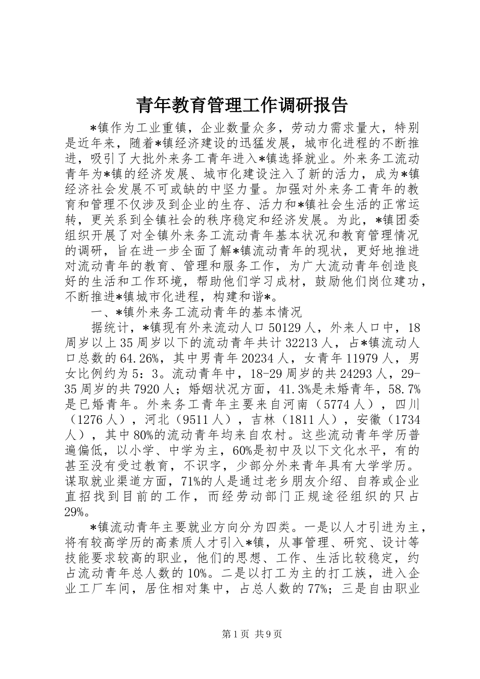 青年教育管理工作调研报告_第1页