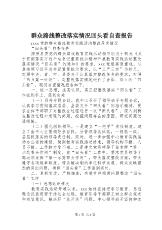 群众路线整改落实情况回头看自查报告