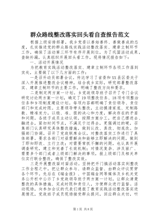 群众路线整改落实回头看自查报告范文