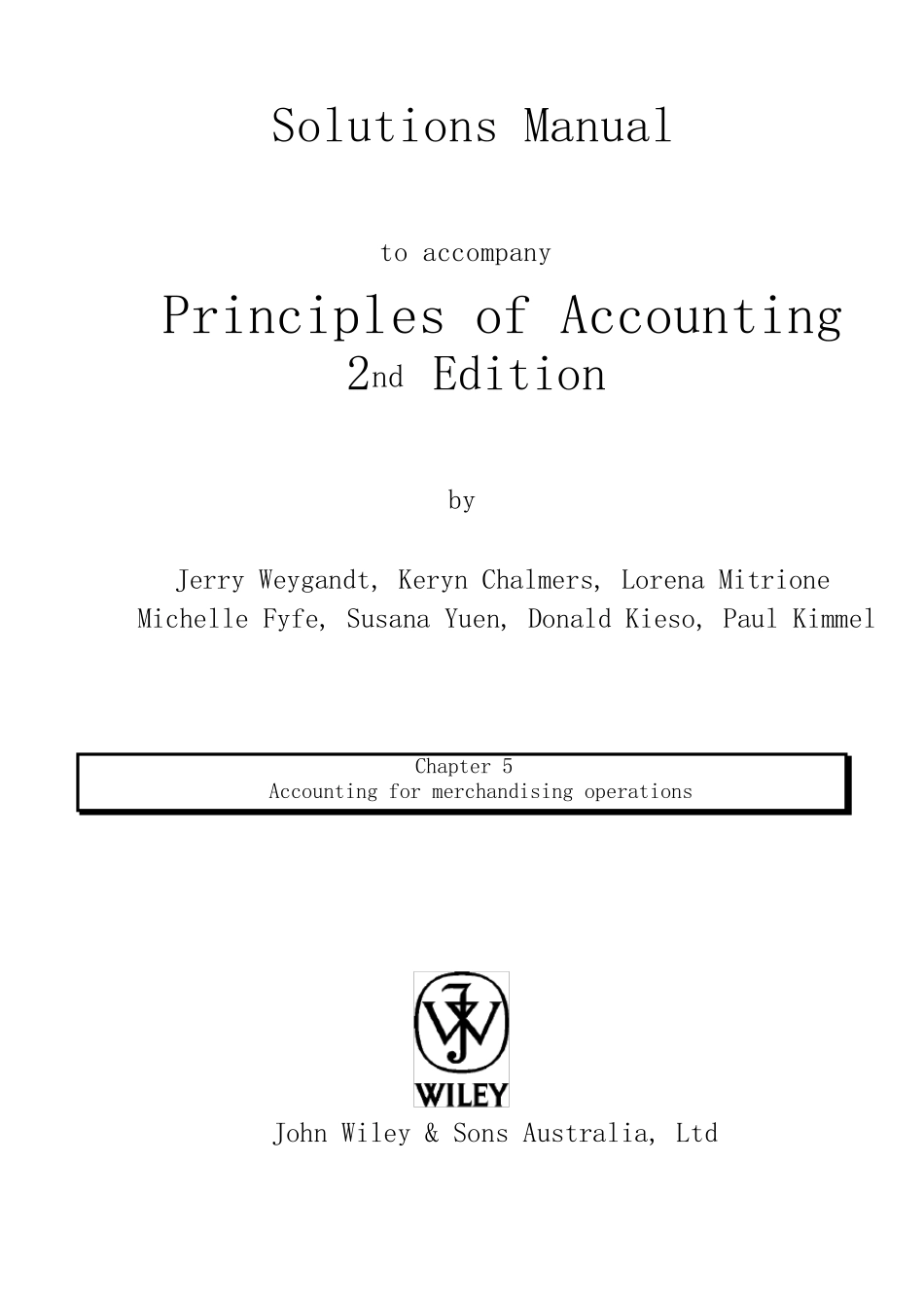 会计学原理 第二版 英文版 wiley出版社 第5章 答案_第1页
