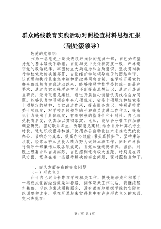 群众路线教育实践活动对照检查材料思想汇报（副处级领导）