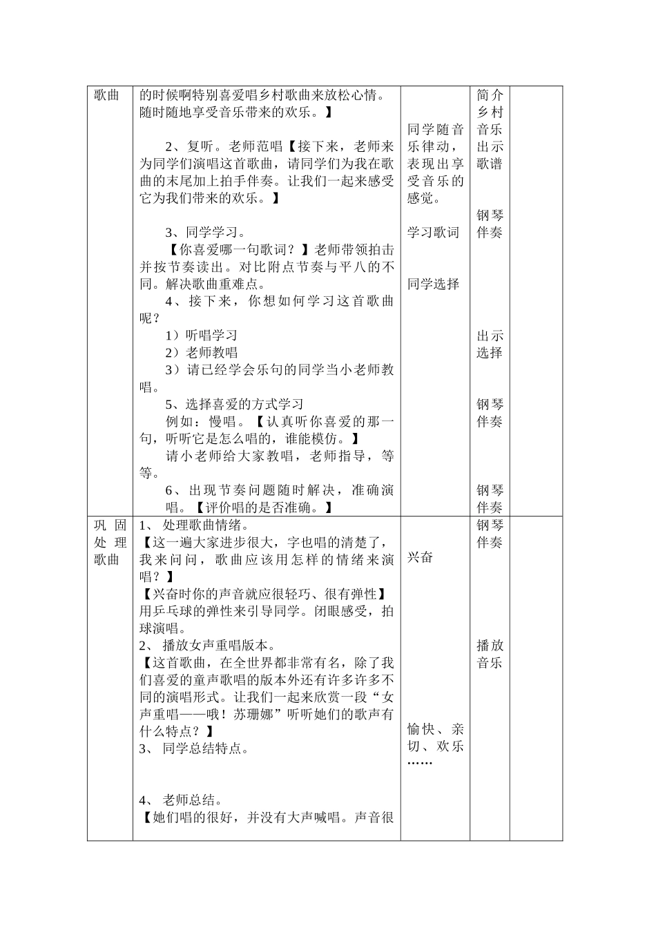 2024-2024年人音版音乐三上《噢!苏珊娜》教案1_第2页