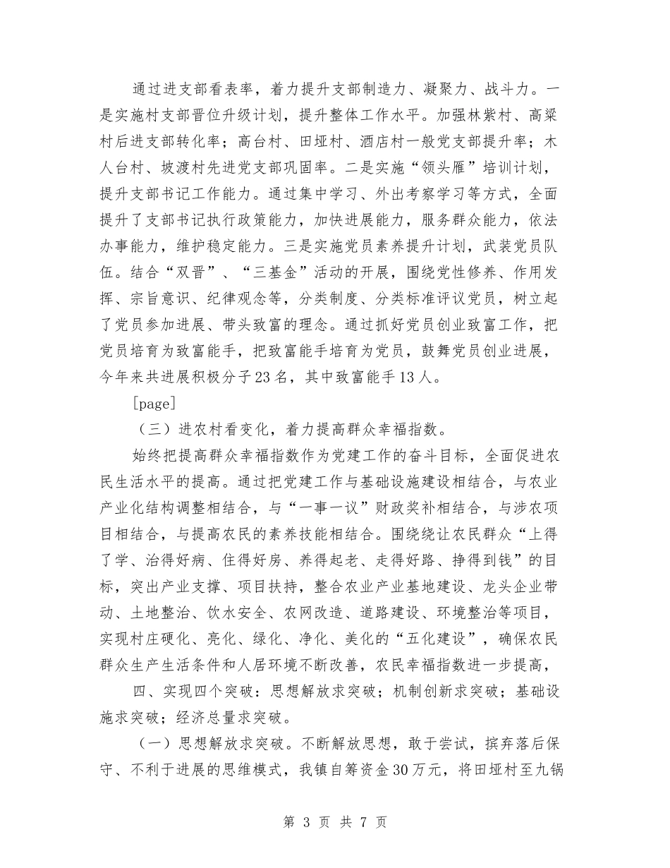 2024年镇上半年党建工作总结与2024年镇党委委员兼副镇长述职述廉报告汇编_第3页