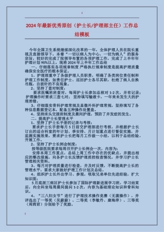 2024年最新优秀原创工作总结模板