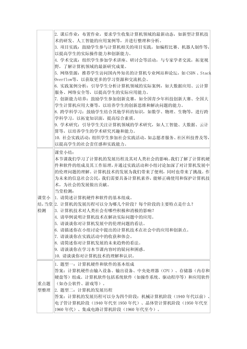 甘教版(2011)七年级上册信息技术2.1计算机的发展教案_第2页