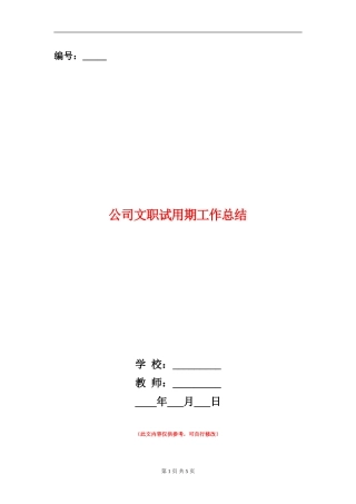 公司文职试用期工作总结