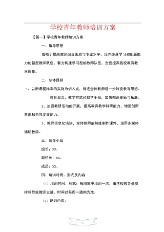 学校青年教师培训方案